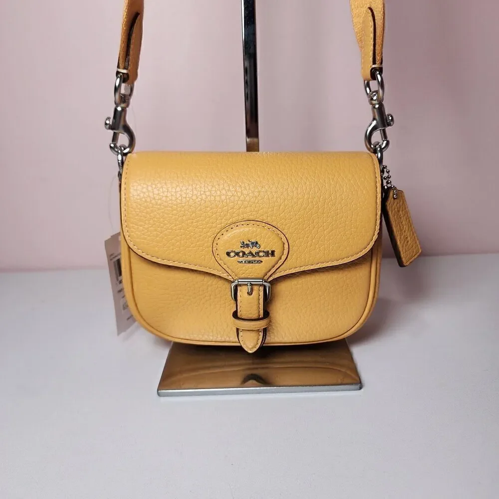 NWT Coach CP001 Amelia Small Saddle Bag Corn Flower HONEYCOMB Yellow